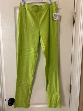 CLARA SUNWOO Neon Lime Straight Leg Pants